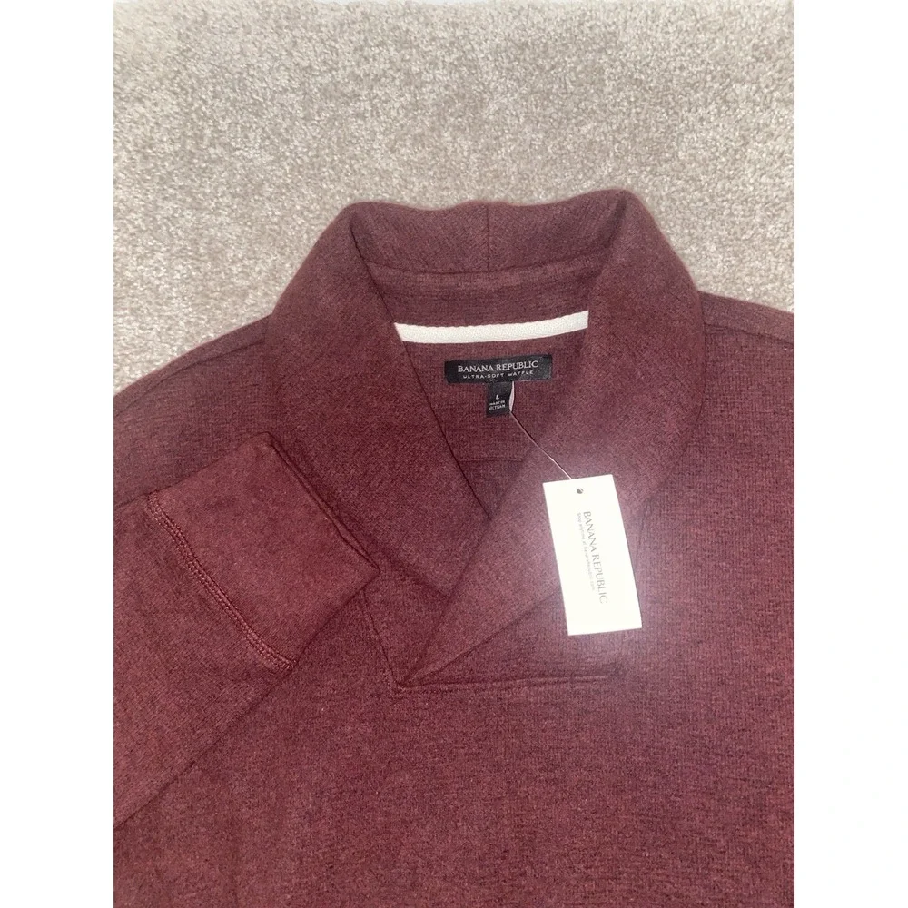 Banana Republic Performance‎ Blend Pullover Sweater Fluffy Neck Mens L Maroon